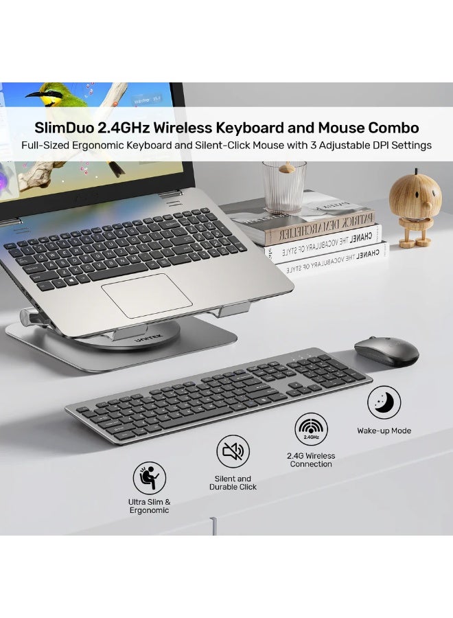 يوني تيك SlimDuo 2.4G Wireless Keyboard & Mouse Combo – Silent, Ergonomic, 10m Range, Adjustable DPI (English/Arabic) - Image 5